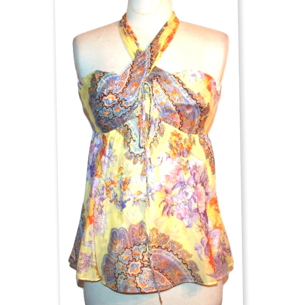 Shoshanna floral cotton halter top